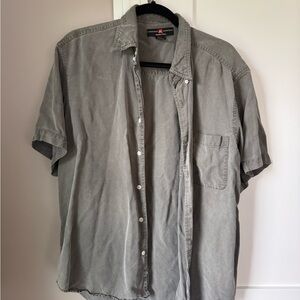 Casual Short-Sleeve Button Down Shirt — Washed Gray